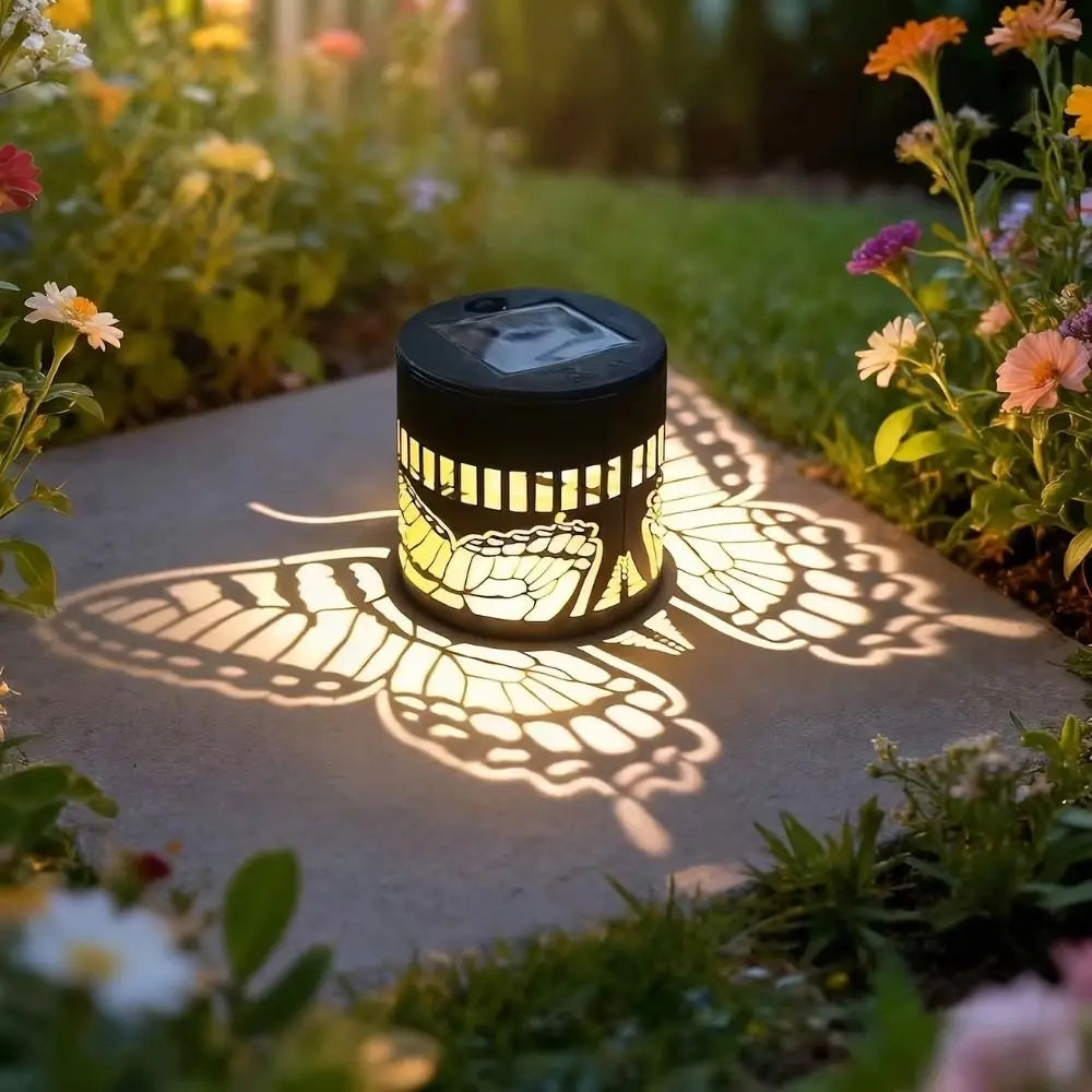 Hanging Wall Lamp Waterproof Solar Light Metal Iron Solar Lantern Color Changing Warm Light Projection Lamp Outdoor Vue
