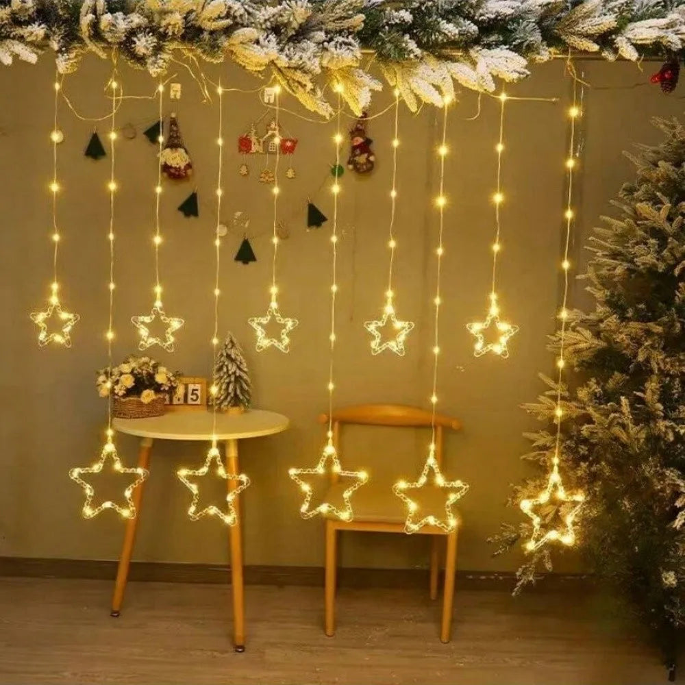 1PC 3M Star Curtain Light Christmas Ramadan Atmosphere Decorative Light USB Eight Modes Romantic Creative Luminous Light String Vue