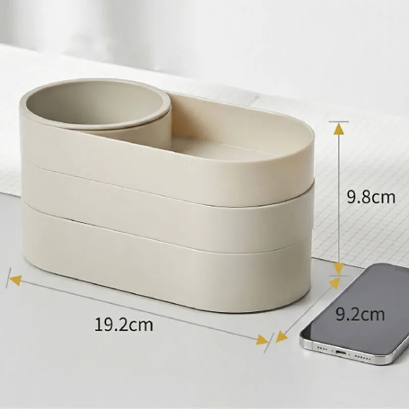 Rotating Multi-Layer Makeup Brush Storage Box with Independent Brush Bucket Large Capacity Cosmetic Lipstick Jewelry Storage Box Vue