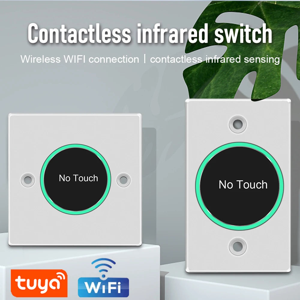 Tuya App Wifi Smart Switch Door Exit Push Release Button No Touch Infrared induction For Access Control Remote Control SmartLife Vue