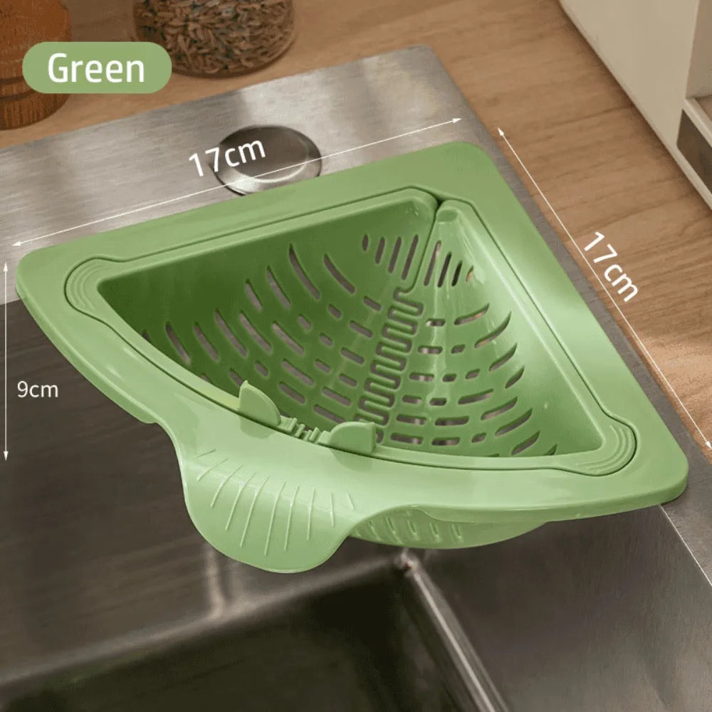 Durable Magnetic Sink Drain Basket Triangle Multifunctional Food Vue Green