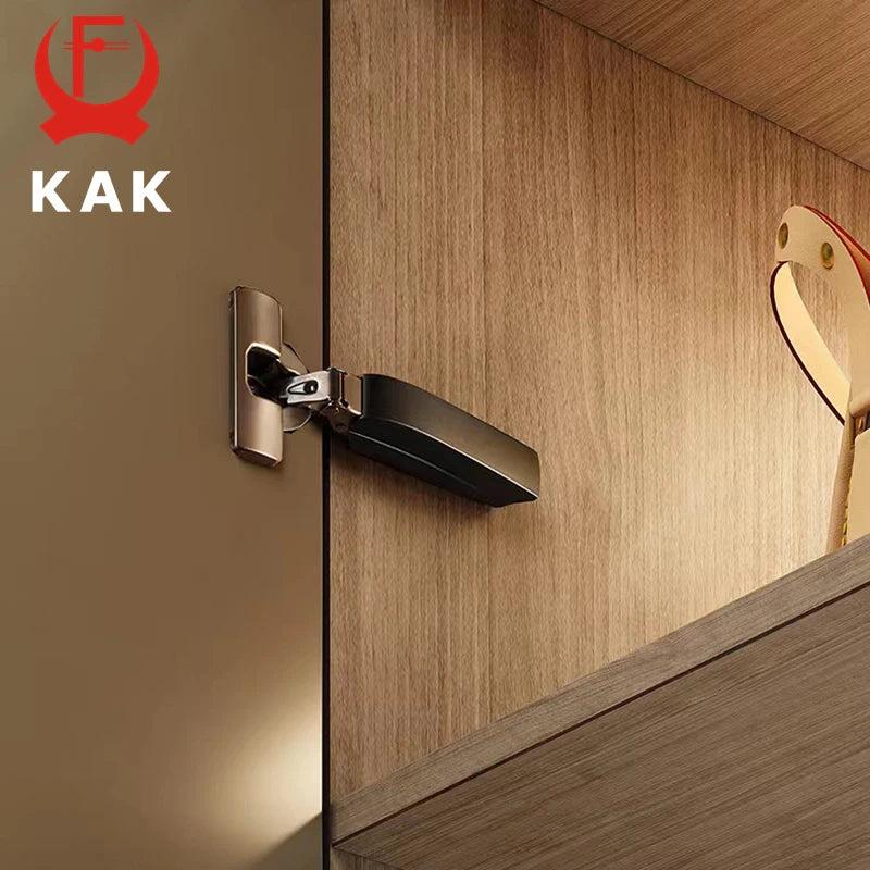 KAK 2PCS Hidden Hydraulic Kitchen Hinges Black Soft Closing Cabinet Door Hinge Damper Cupboard Door Hardware Furniture Hinges Vue