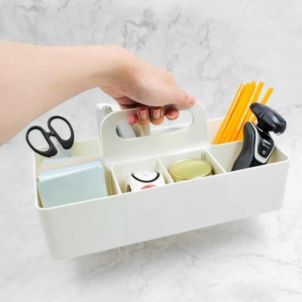 Plastic Portable Storage Organizer Segmented Space Saving Handle Sectional Tray Container Storage Basket Multi-functional Vue