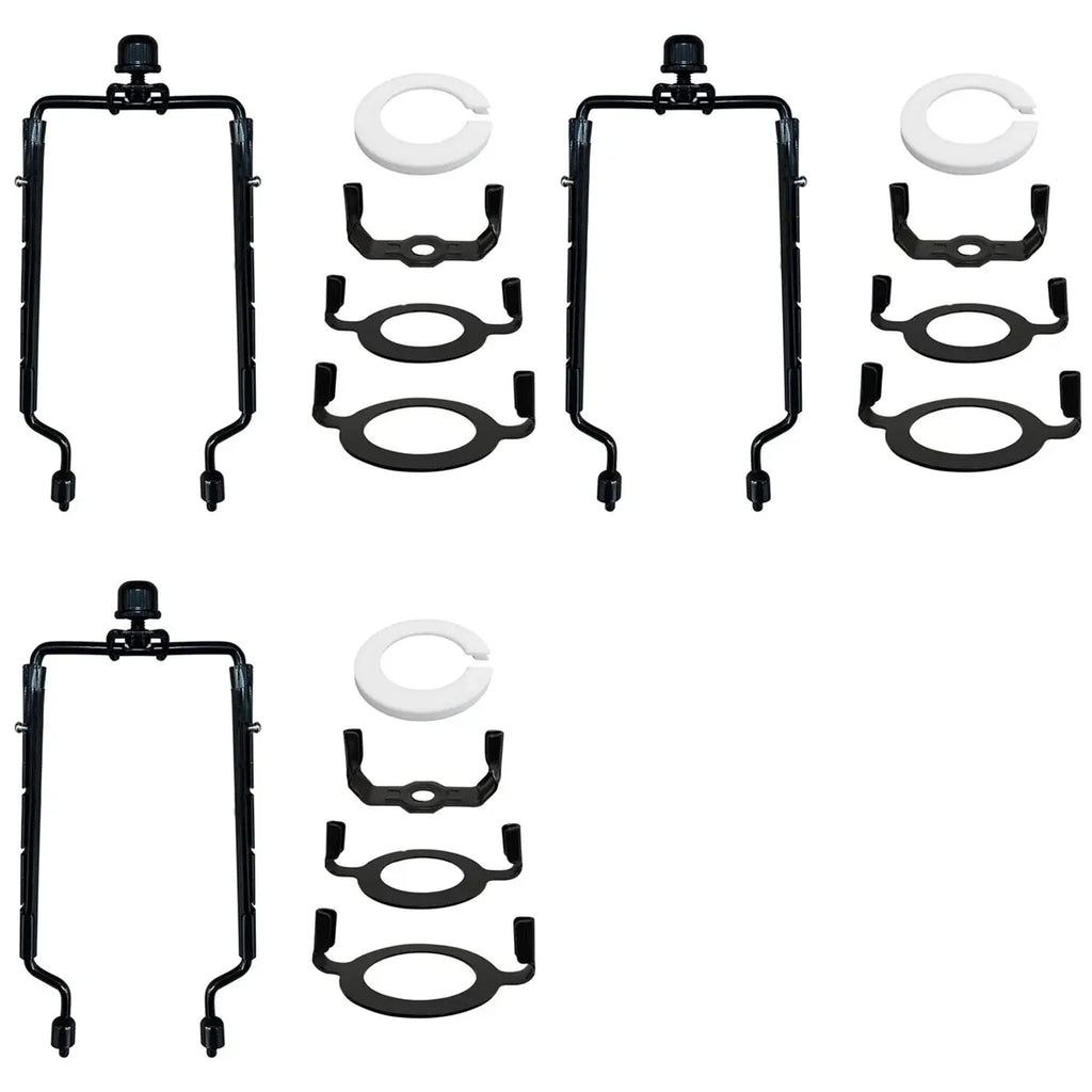 ABKW-3Pcs 7Inch Lamp Shade Harp Holder Adjustable Lamp Harp Kit E14,E26,E27 Light Base Adapter Black Horn Frame Vue