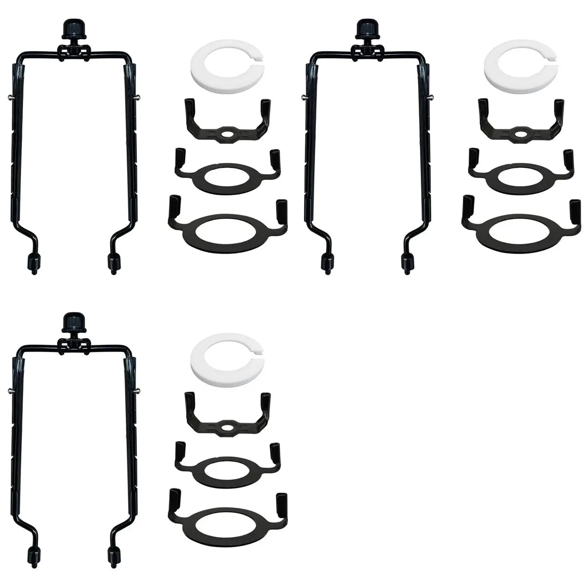 ABKW-3Pcs 7Inch Lamp Shade Harp Holder Adjustable Lamp Harp Kit E14,E26,E27 Light Base Adapter Black Horn Frame Vue