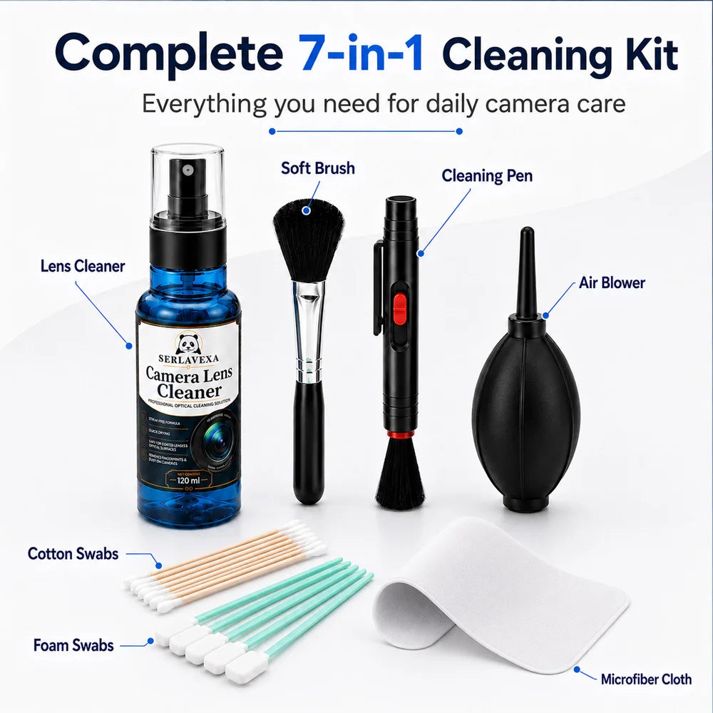 Professional Camera Cleaning Kit Lens Sensor Cleaner Spray Air Blower Pen Brush Cloth for DSLR Canon Nikon Sony Camera PC Vue