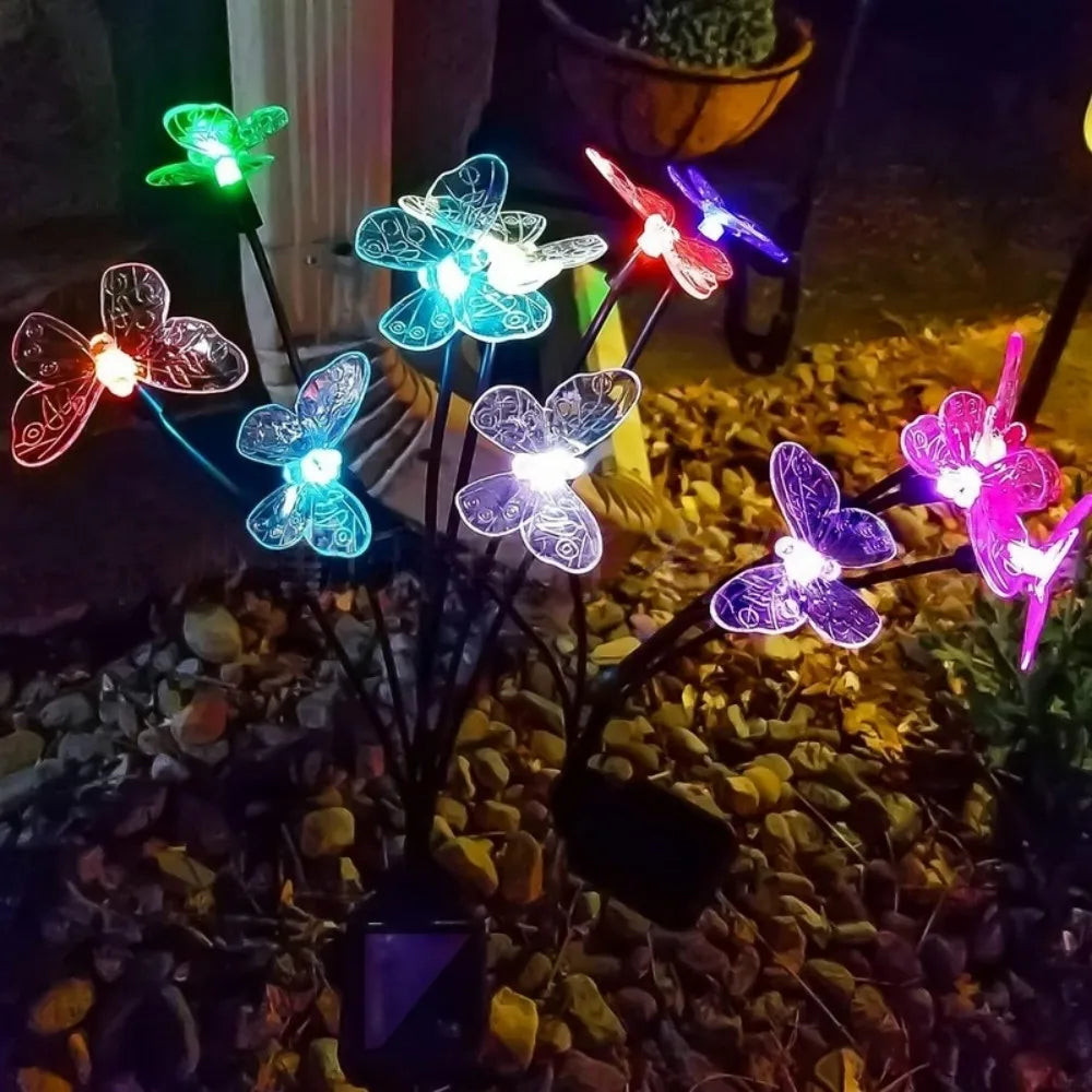 1PC 6LED Outdoor Solar Butterfly Garden Floor Light, Suitable for Garden, Courtyard, and Landscape Decoration Vue