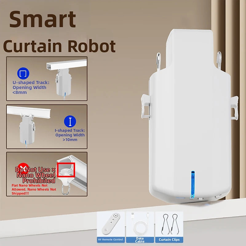 Smart Electric Curtain Robot Track Motor Remote Control Home Electric Drive Track Rod Automatic Curtain Opener Curtain Motor Vue
