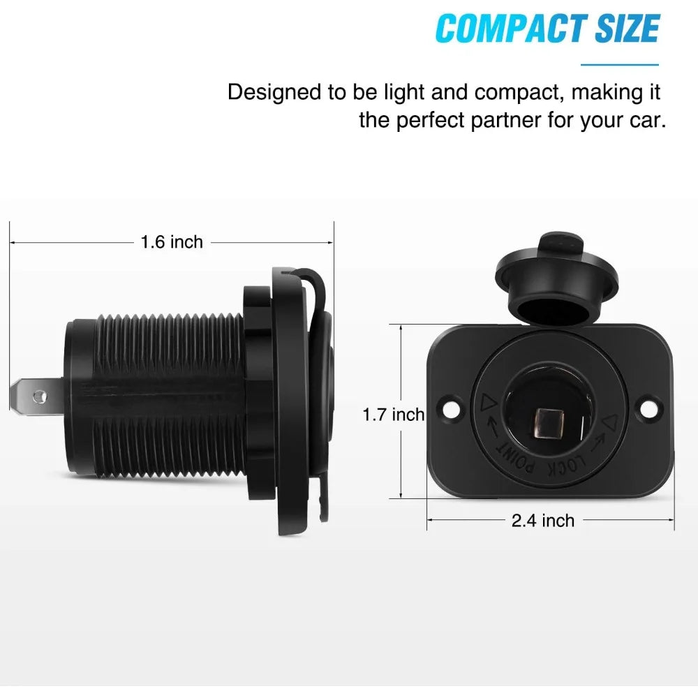 Nilight 2pcs Car Cigarette Lighter Socket 12V Power Outlet Adapter Replacement with Terminals Wires and Screws for Boat RV ATV Vue