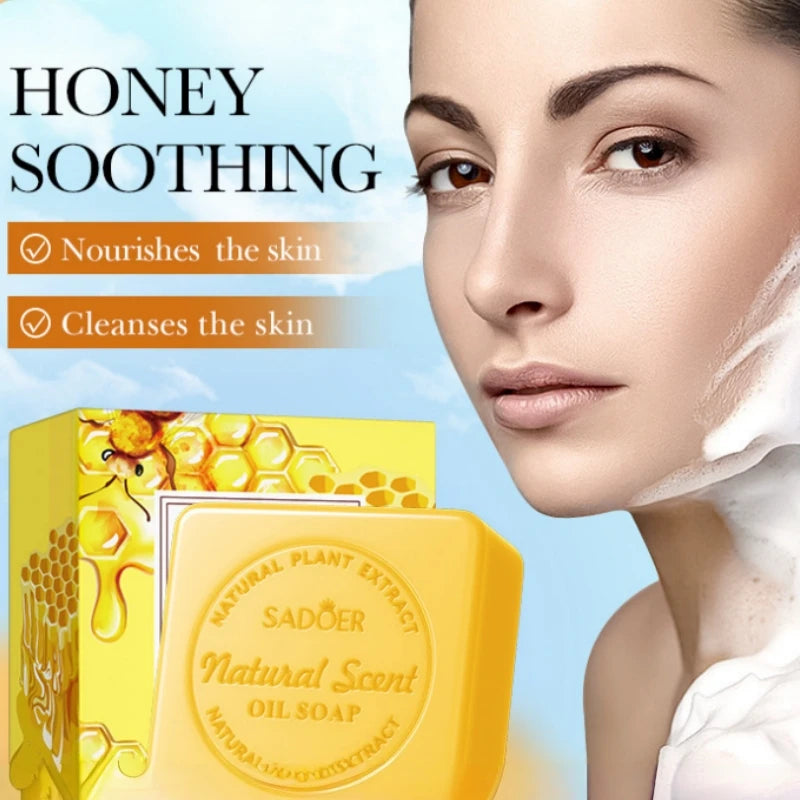 100g Natural Honey Handmade Soap, Contains Honey and Glycerin. Rich, Dense Foam That Is Gentle, Cleanses Skin of Dirt and Oil, Leaving Skin Smooth, Clean, and with a Pleasant Fragrance. Suitable for All Skin Types. Vue