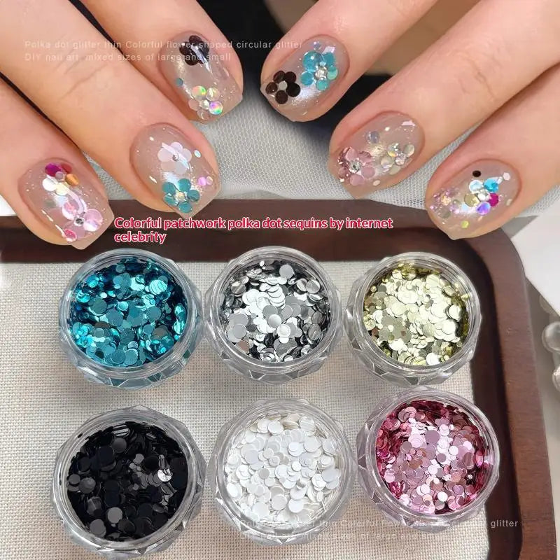 1-3mm Round Dot Shiny Nail Glitter Flakes Sequins DIY Salon Manicure Nail Art Decor Supply Vue
