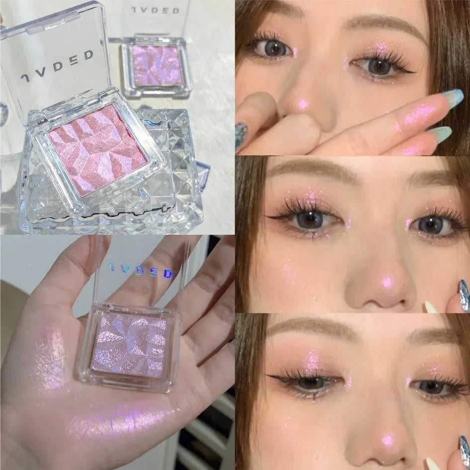 Highlighter Eyeshadow Palette Monochrome Diamond Sparkling Fine Shimmer Sequin Pearly Chameleon 3D Eye Shadow Pigment Contour Vue