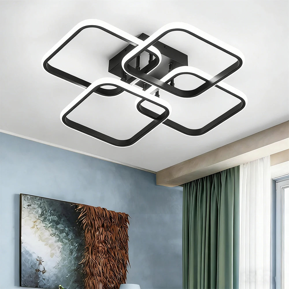 Modern LED Ceiling Light Fixtures Square Flush Mount Lamp for Living Room Dining Room Bedroom Kitchen Energy Efficient Lighting Vue