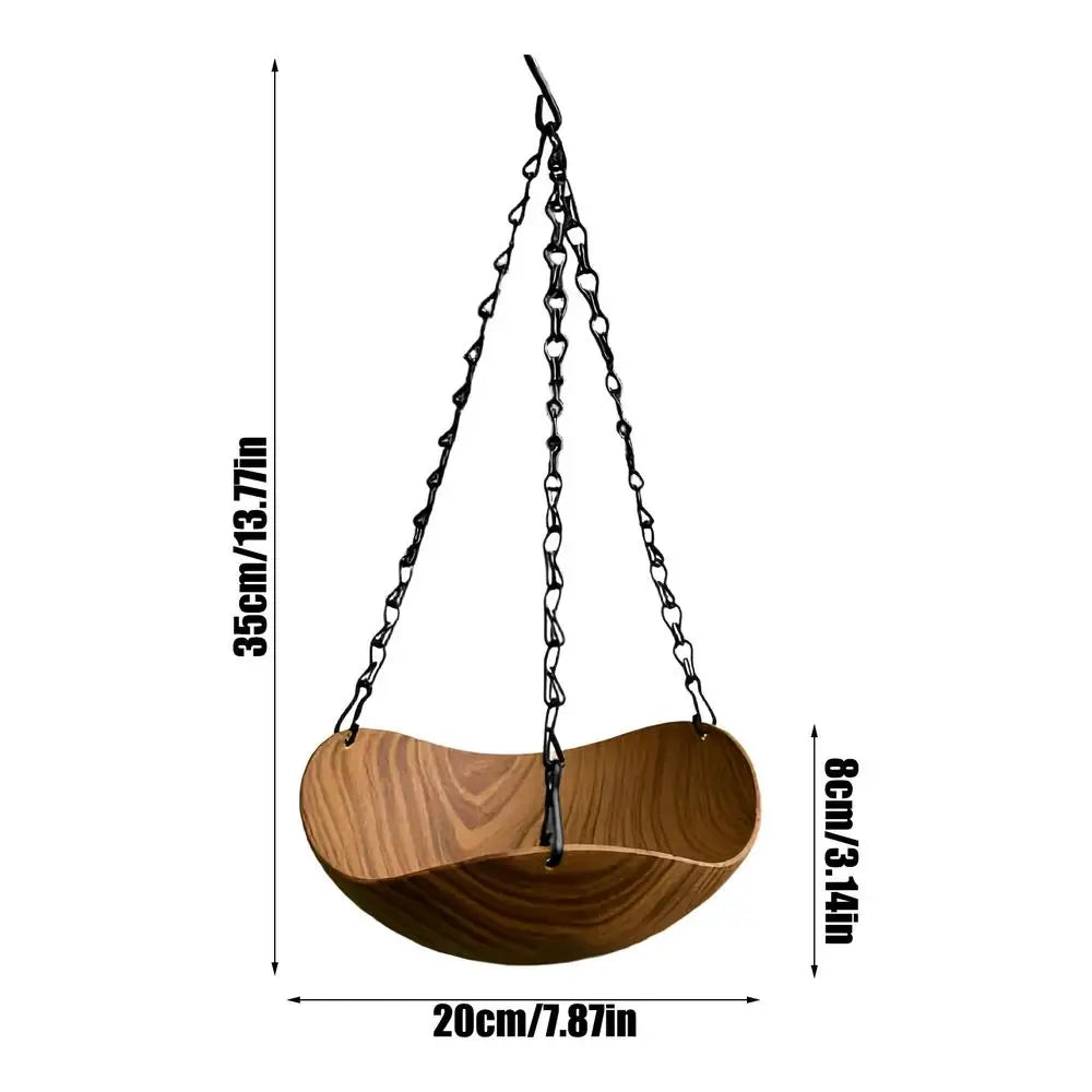 20x35cm Wooden Bird Bath Feeder, Decorative Outdoor Water Bowl for Wild Birds, Hanging Tray for Garden, Yard, Patio, Courtyard Vue A
