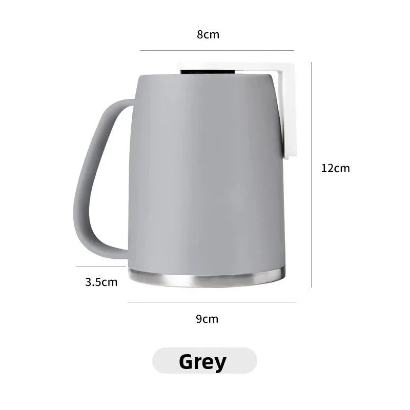 304 Stainless Steel Magnetic Wall Mounted Mouthwash cup With Handle, Toothbrush Holder, Wall Mounted Toothbrush cup Vue