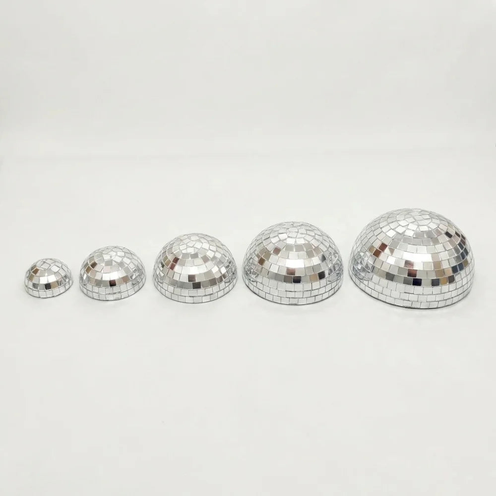 5Pcs Metallic Disco Ball Half Wall Decor Glittery Semicircle Mirror Disco Ball Wall Art Light-refracting Adhesive-backed Vue 5Pcs