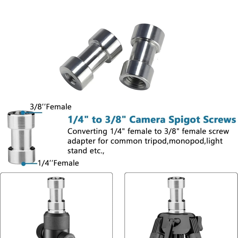 20Pcs 1/4" to 3/8" Female Screw Convert Adapter Spigot Stud Male Adapter Metal Screw for Flash Light Tripod Photo Studio Kit Vue