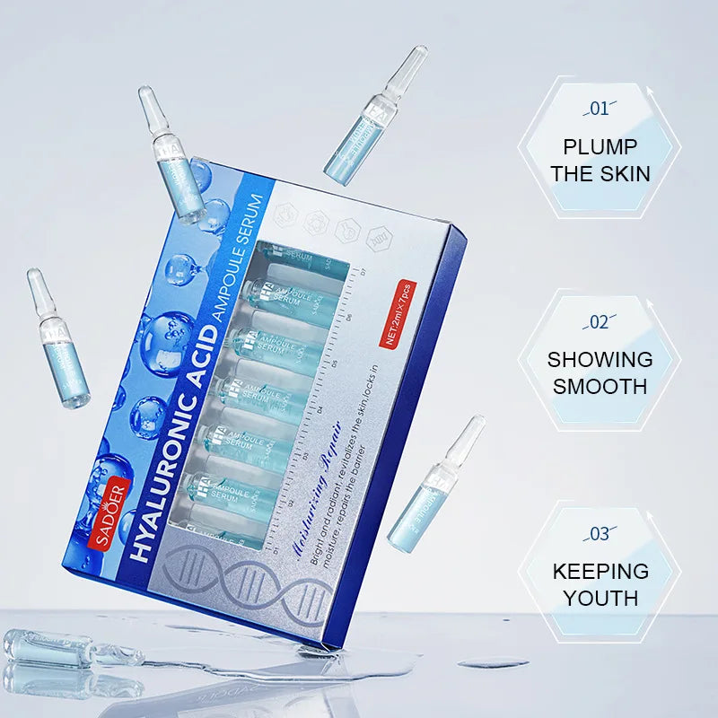 Sadoer Skin Care Hyaluronic Acid Liquid Serum Facial Moisturizing Lifting Glow Up Dermapen Serum 2ml*7Pcs Vue