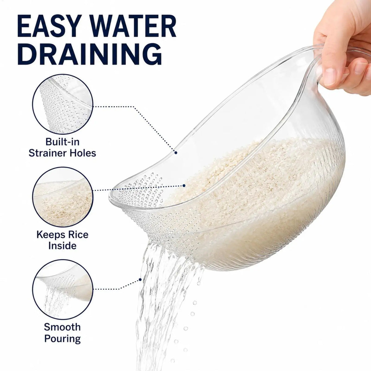Multifunctional Fruit Rinser Colander with Strainer Rice Drainer Strainer for Rinsing Vegetables Grains Beans Meal Prep Picnic Vue