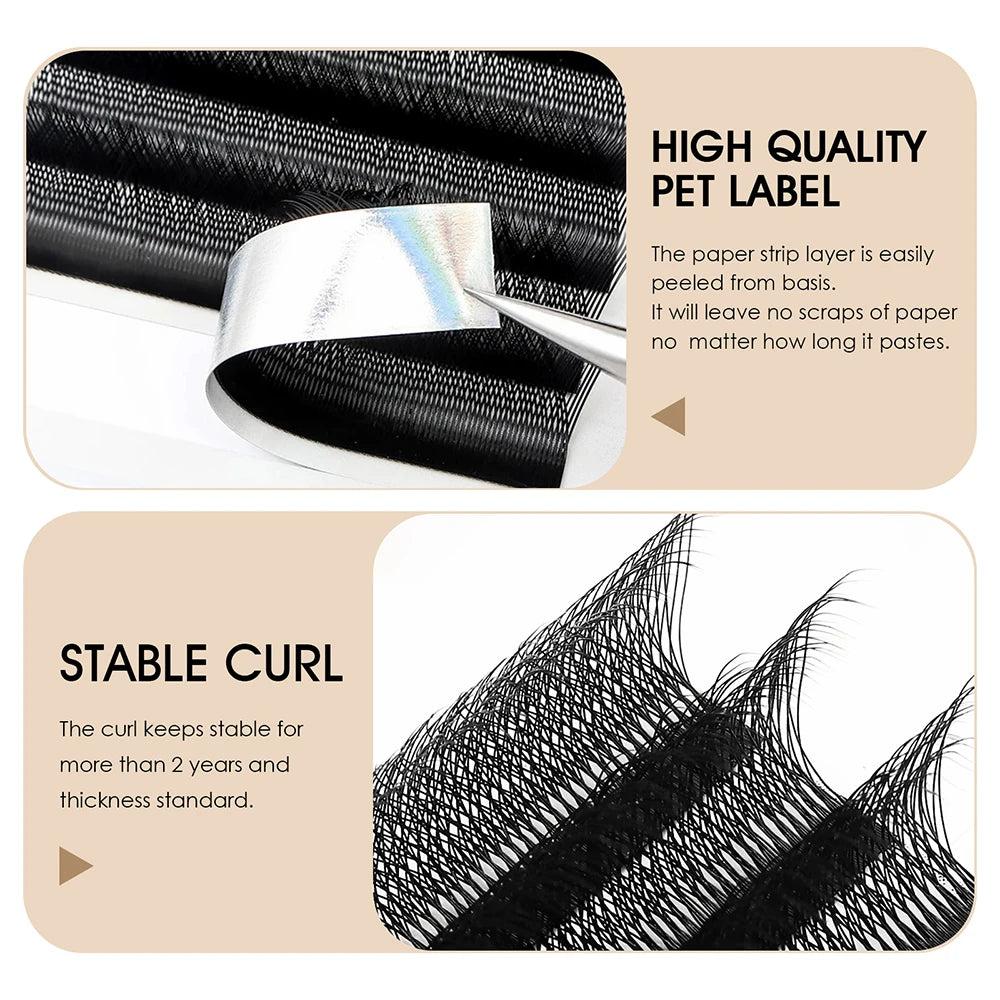 Customized Private Logo Fast Grafting Multi-texture Premade Volume Fans Eyelash 0.07mm Easy Fanning W Clover Lashes Makeup Tools Vue