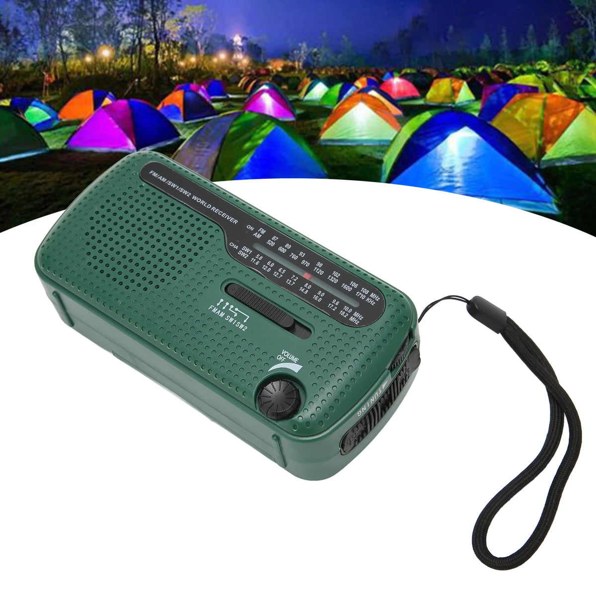 Hand Crank Solar Radio AM FM SW1 SW2 Camping LED Flashlight Multiband Camping Emergency Radio for Outdoor Hand Crank Solar Radio Vue
