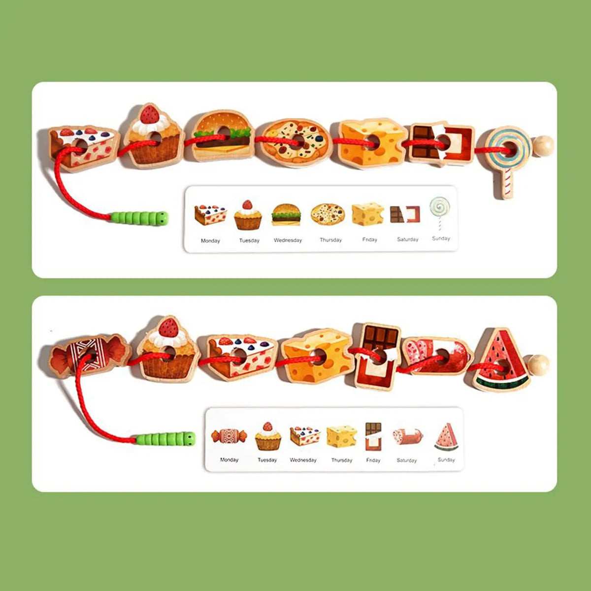 Wooden Lacing Toy for Toddlers, Montessori Threading Game with Beads, Fine Motor Skills Development Educational Sorting Activity Vue