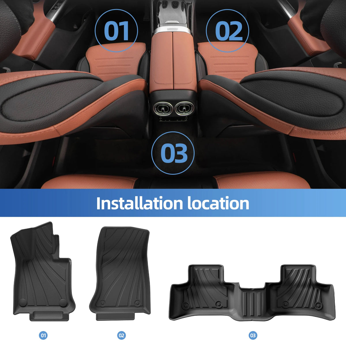 Smabee Left Drive for Benz GLC SUV 2023-2026 (Not for Coupe & PHEV (350e)) 5seat TPE 3D Car Floor Mats Trunk Pad Accessoreis Vue