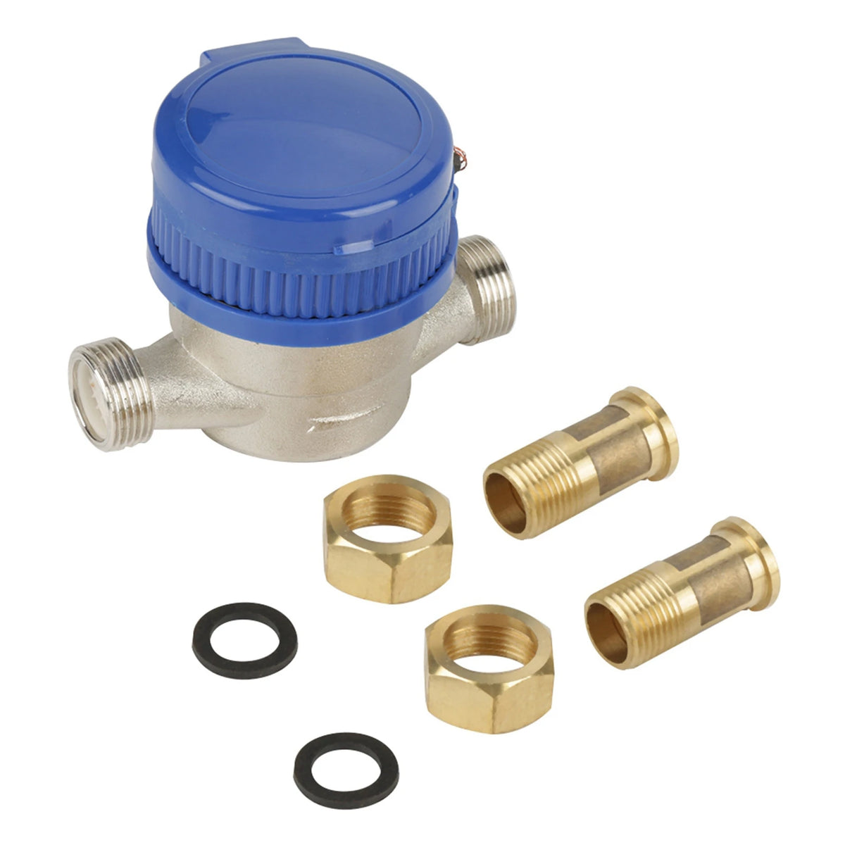 Garden Water Meter 15mm 1/2 Inch Cold Water Meter with Fittings for Garden &amp Home Usage Vue 15mm
