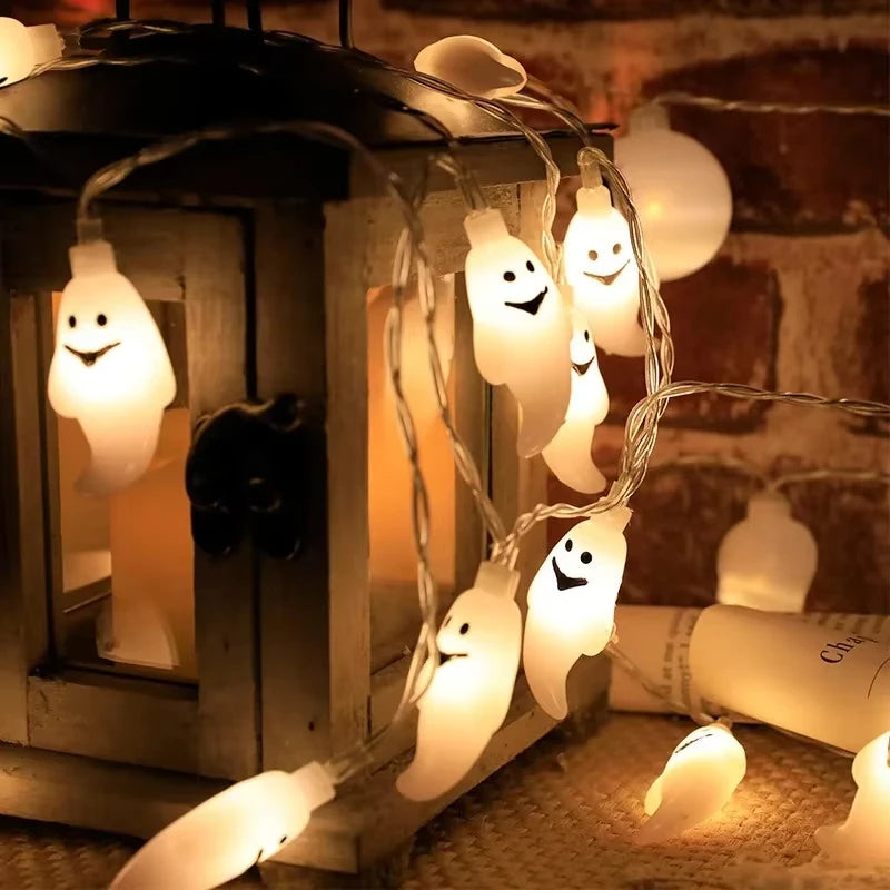 Halloween Spooky Ghost Fairy Light String Battery Hanging Ornament Lamp For Home Horror Party DIY Scene Layout Decor Lighting Vue
