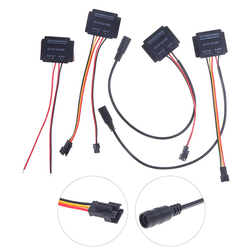 For Led Light Headlight Monochromatic Three Color Infinite Dimming DC 12-24V Bathroom Mirror Touch Induction Switch Sensor Vue