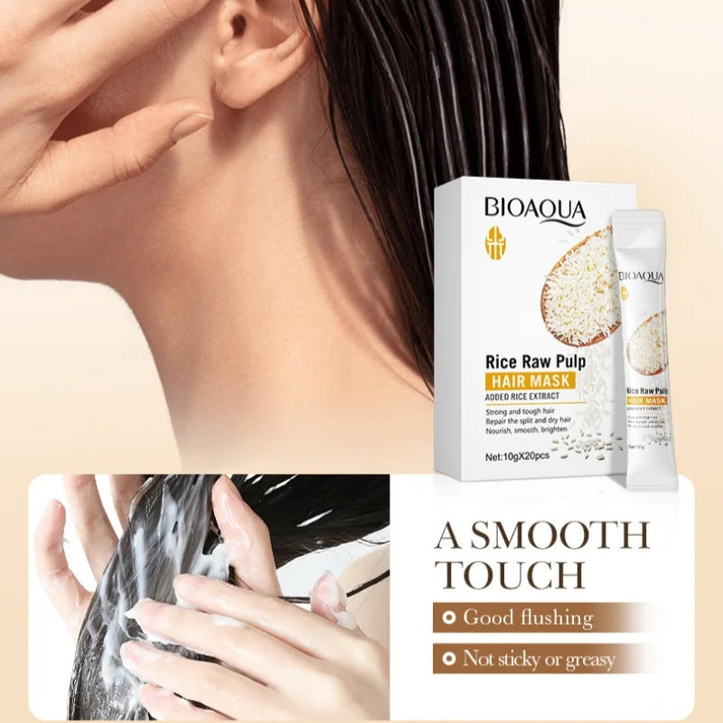 A Box of 20 Rice Puree Hair Treatments, Which Purifies and Controls Oil and Dandruff, While Nourishing and Improving Hair Texture, Making Hair Light, Fluffy, Soft, and Shiny Vue Default Title