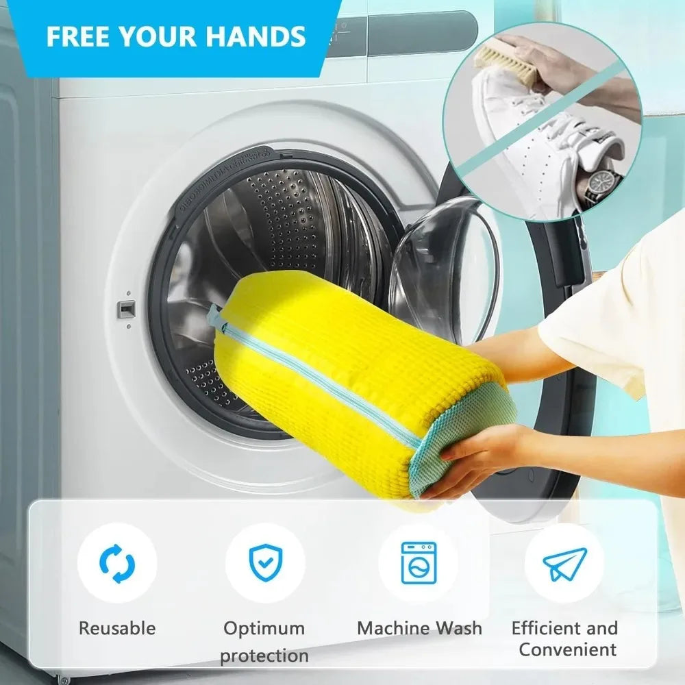 1PCS Shoe Wash Shoes Bag Padded Net Laundry Protector Fluffy fibers Polyester Washing Shoes Machine Laundry Bag Drying Bags Vue