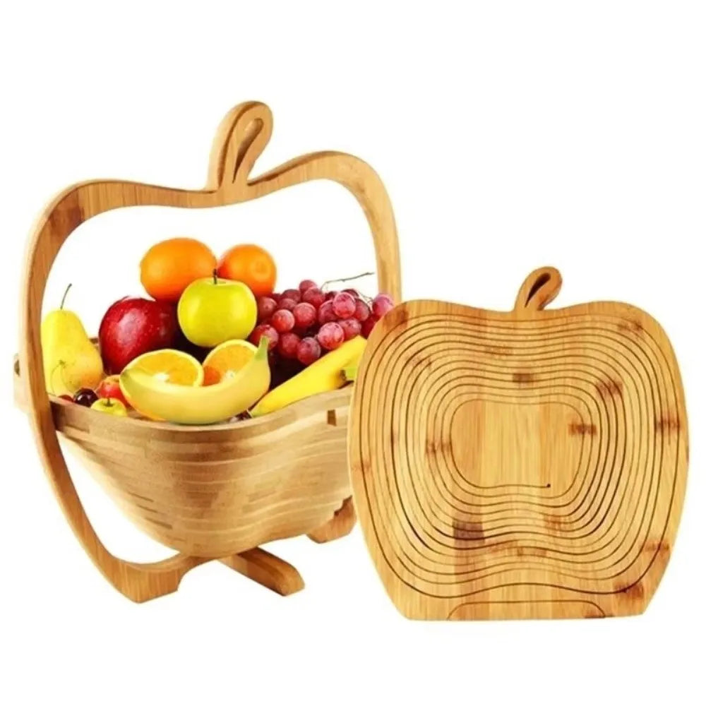 Multi-functional Folding Fruit Shaped Basket Dolphin Shape Heat Resistant Mat Bamboo Snacks Bowl Stable Base Eco-friendly Vue