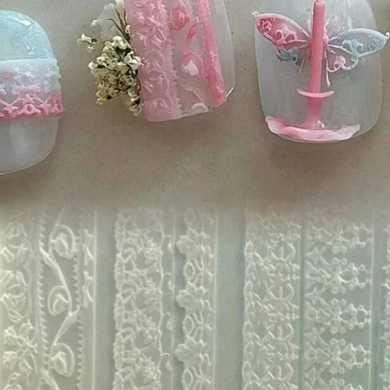 Transparent Silicone 3D French Lace Nail Mold Sweet Butterfly Pattern DIY Manicure Template Nail Art Decor Making Auxiliary Tool Vue