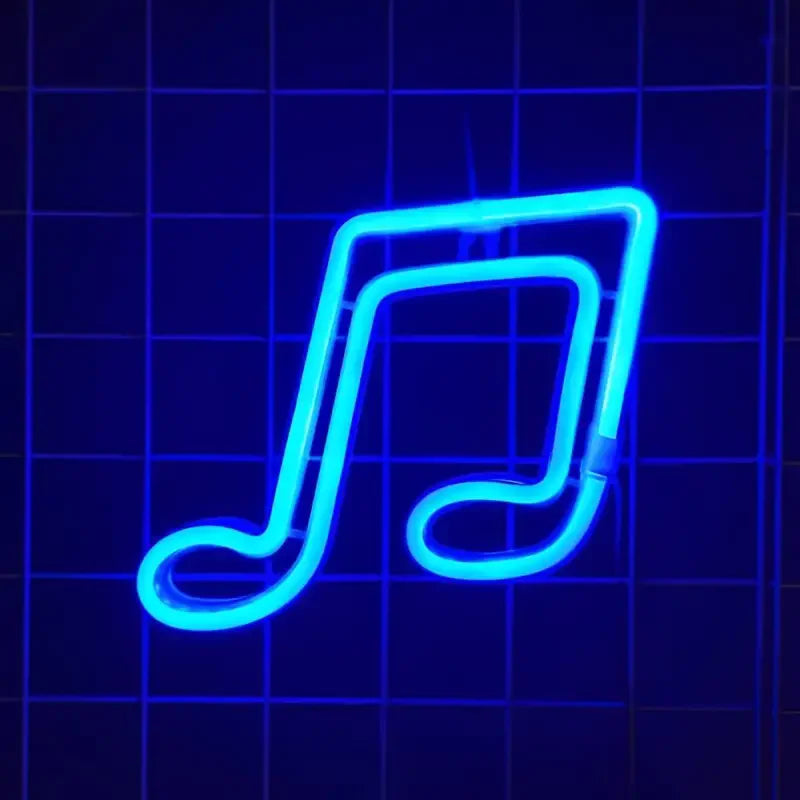 Musical Notes LED Neon Sign USB/Battery Powered LED Light for Bedroom Room Decoration Gift Night Light Decoration Party Holiday Vue blue China Mainland