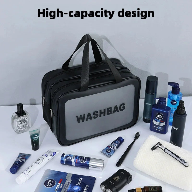 New Thick Dry-Wet Separation Partition Toiletry Bag Portable Double-Layer Cosmetic Storage Bag for Travel Beach Pool Bathing Vue