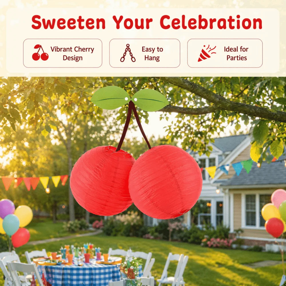 Creative 8/12 Inch Cherry Paper Lantern Fruit Theme Foldable DIY Prop Lantern Handmade Hanging Lampion Birthday Vue