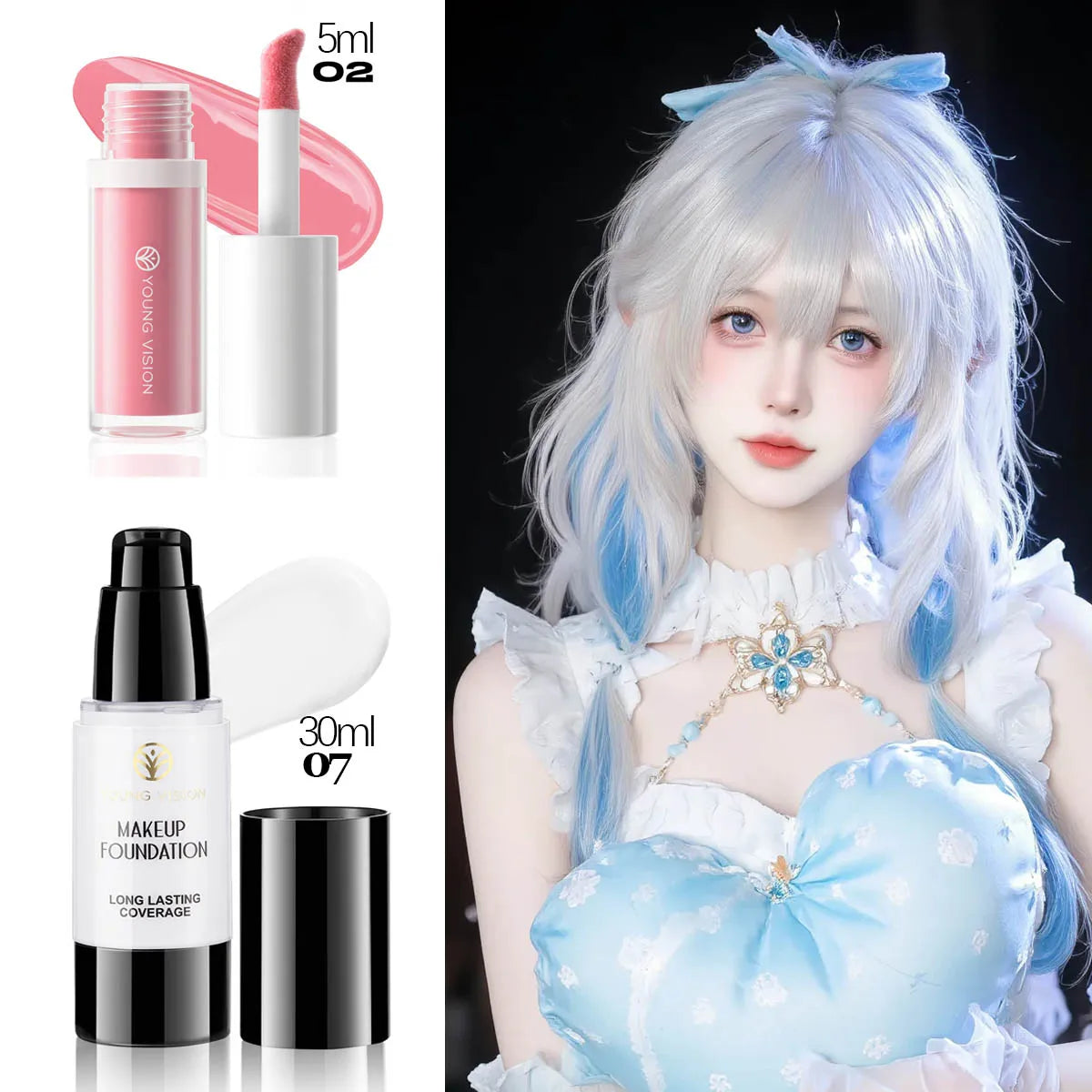 30ML Pressed Pure White Liquid Foundation Mixable Cos Stage Makeup Adjuster Lighten Brighten Vue 30928-02 30ml