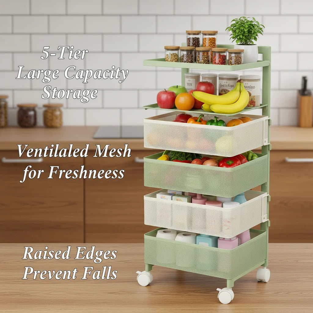 5-Tier Rotating Kitchen Storage Rack | 360° Swivel Baskets Rotating Storage Rack Vue United States