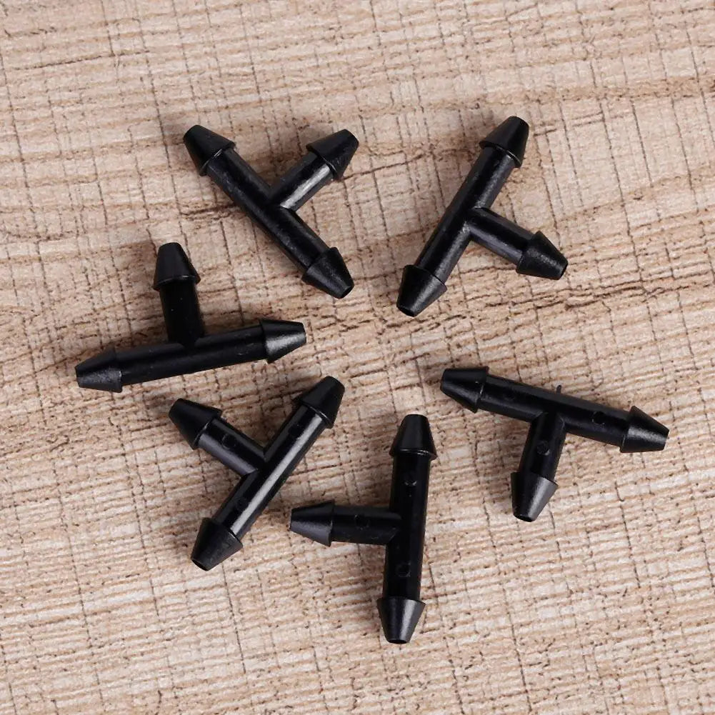 50-Pack Barbed Tee Connectors for 3/5mm Drip Irrigation Hose Drip Irrigation Fittings Vue