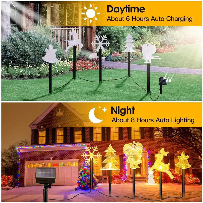 5PCS Solar Christmas Pathway Lights Solar Christmas Decor Star LED Lights Outdoor Waterproof Stake Lights Garden Walkway Vue