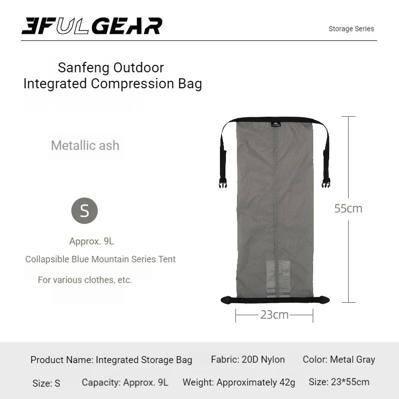 3F UL GEAR Compression Stuff Sack 9L/13L – 20D Nylon Compression Stuff Sack Vue 20D S Grey