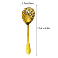Shell-Shaped Serving Spoons Stainless Steel Vegetable Spoons Large Fan-Shaped Soup Spoons Suitable For Family Parties Restaurant Vue Gold