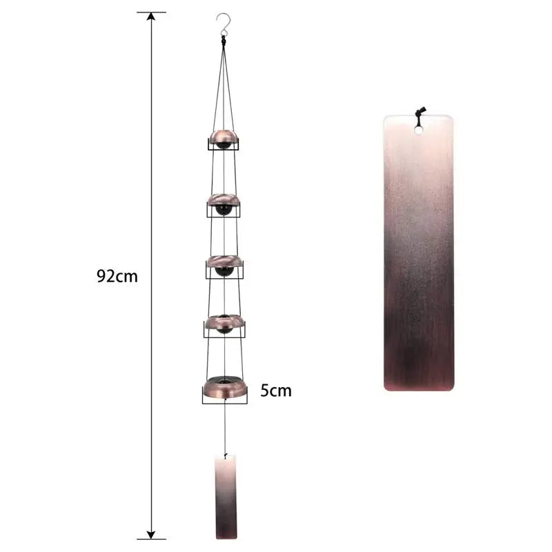 ABKW-2X Bell Wind Chimes Temple Wind Bell With 5 Bells,Feng Shui Wind Chime For Home Yard Decoration Memorial Wind Chime Vue