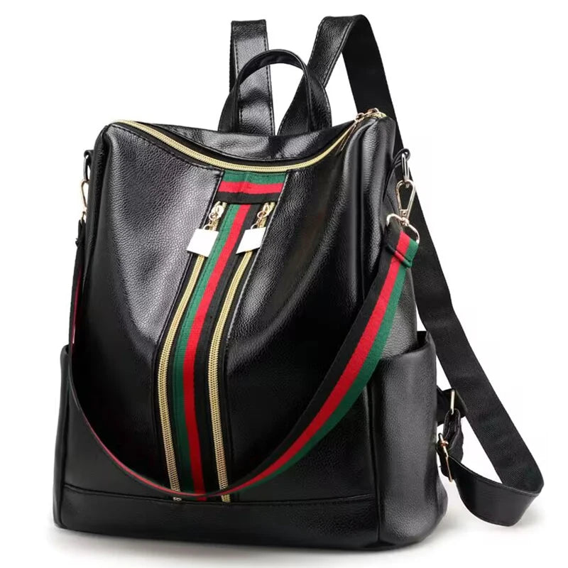 Chic Multi-way Backpack Daily Travel Stylish Striped-detail