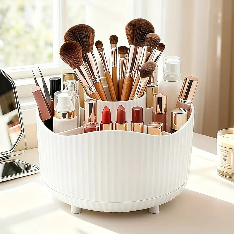 360° Rotating Makeup Organizer Multi-Functional Holder for Brushes, Lipsticks, Skin Care Products, and Stationery - Durable Vue ZY-WH