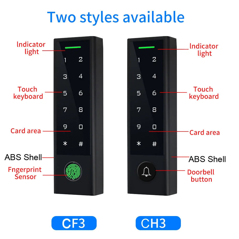 TTLOCK Bluetooth RFID Fingerprint Access Control Keypad Smart Phone Entry Waterproof 13.56Mhz RFID Card Reader Door Gate Opener Vue