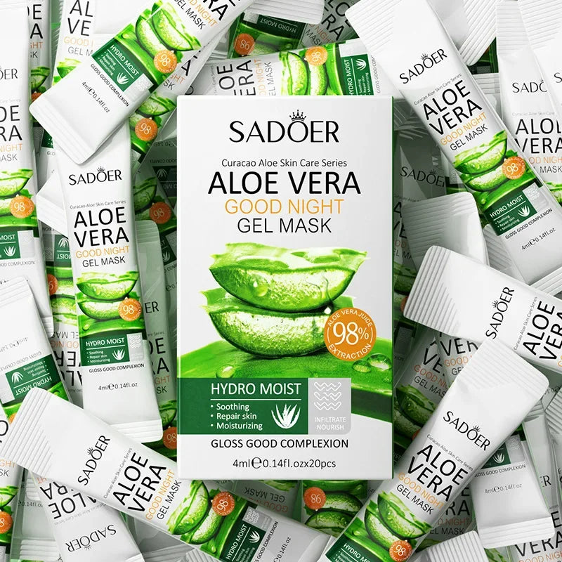 4ml*20 Sticks/Box Sadoer Aloe Vera Good Night Freeze Mask, Sleep Mask, Night Facial Care, Soothes, Moisturizes, and Nourishes the Skin Vue Buy 2 Get 1 Free
