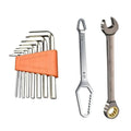 9/10Pcs Durable Ratcheting Combination Wrench Set High Hardness 72-Tooth Gear 3-17mm Self-Tightening Wrench Portable L-Wrench Vue Orange 10pcs set