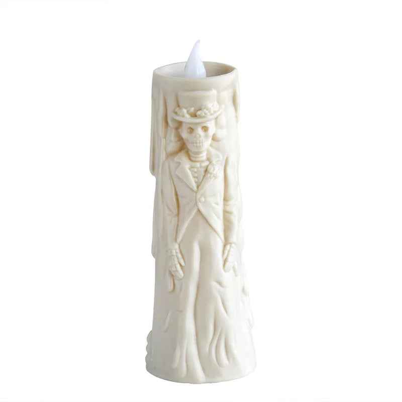 Halloween skull lights, LED glowing candles, spooky decorations, decorative props, ghost bride and groom, couple lamp ornaments Vue